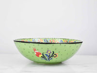 30 cm Turkish Bowls Flower Light Green Design 2 Ceramic Sydney Grand Bazaar 