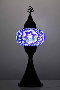 Turkish hammered table lamp blue star beads