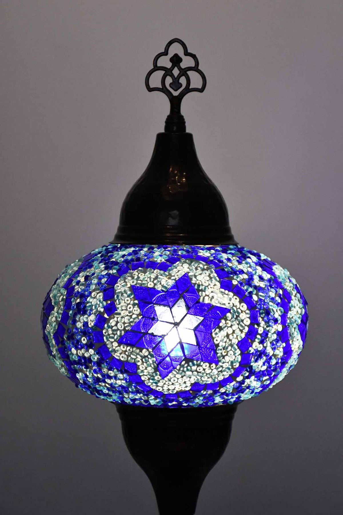 Turkish hammered table lamp blue star beads