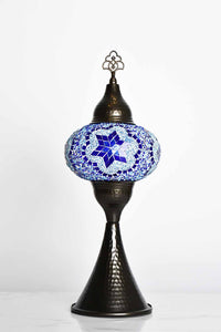 Turkish hammered table lamp blue star beads