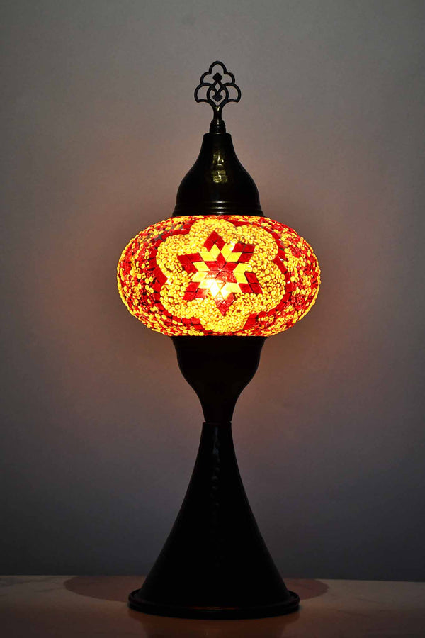 Turkish hammered table lamp orange star beads