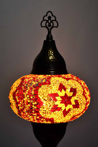 Turkish hammered table lamp orange star beads