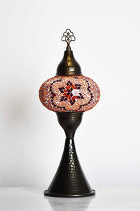 Turkish hammered table lamp orange star beads