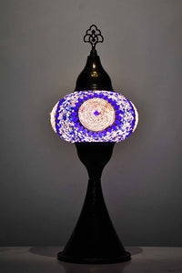 Turkish hammered table lamp blue pink beads