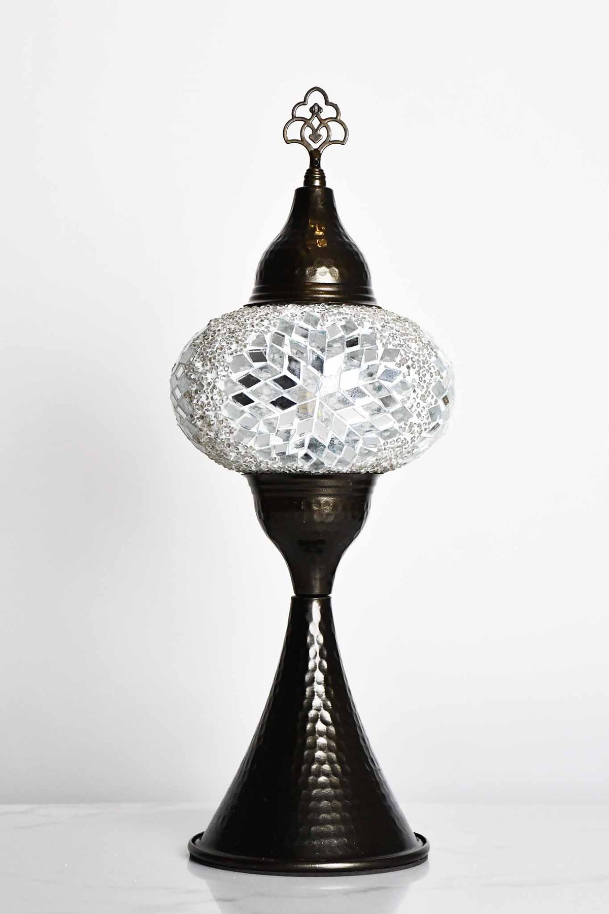 Turkish hammered table lamp star clear white