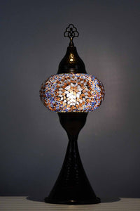 Turkish hammered table lamp star maroon