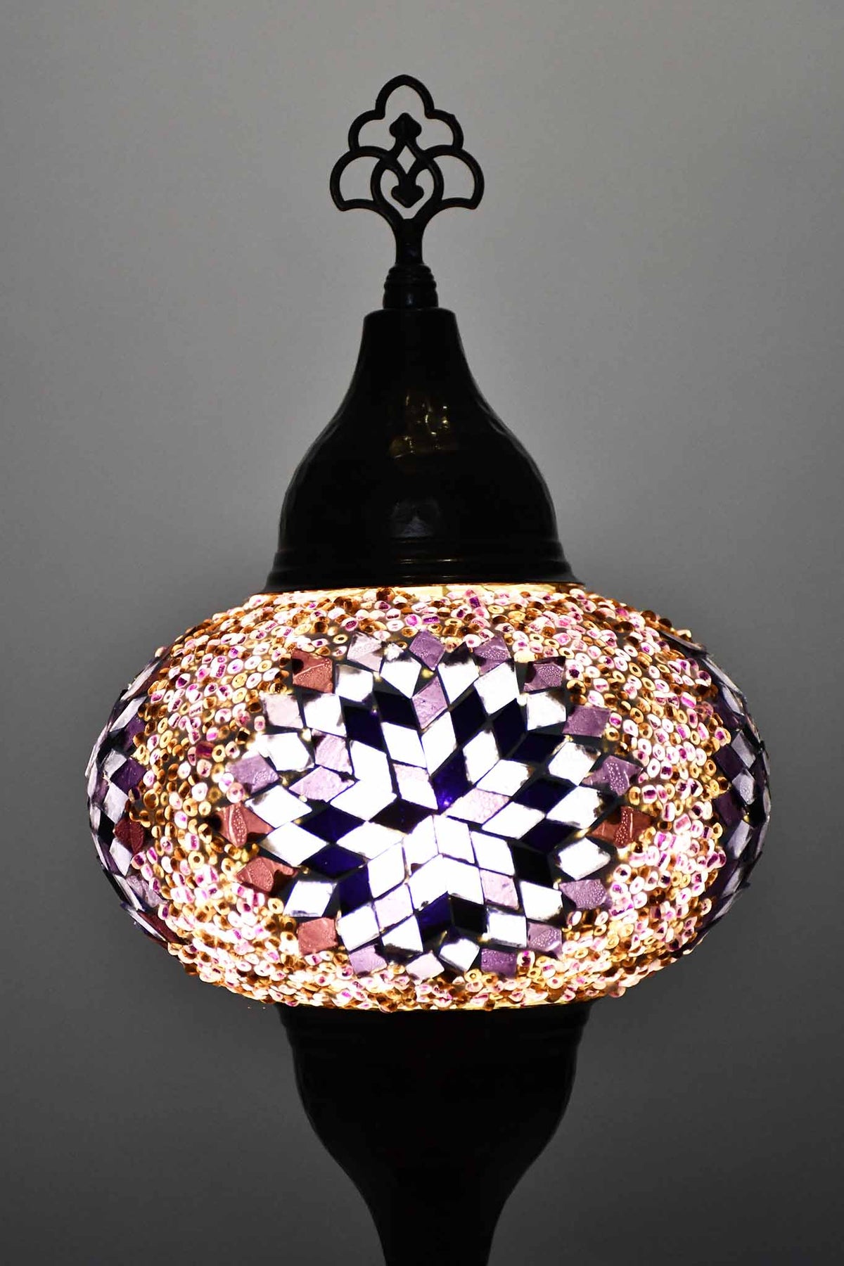 Turkish hammered table lamp star purple