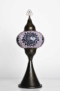 Turkish hammered table lamp star purple