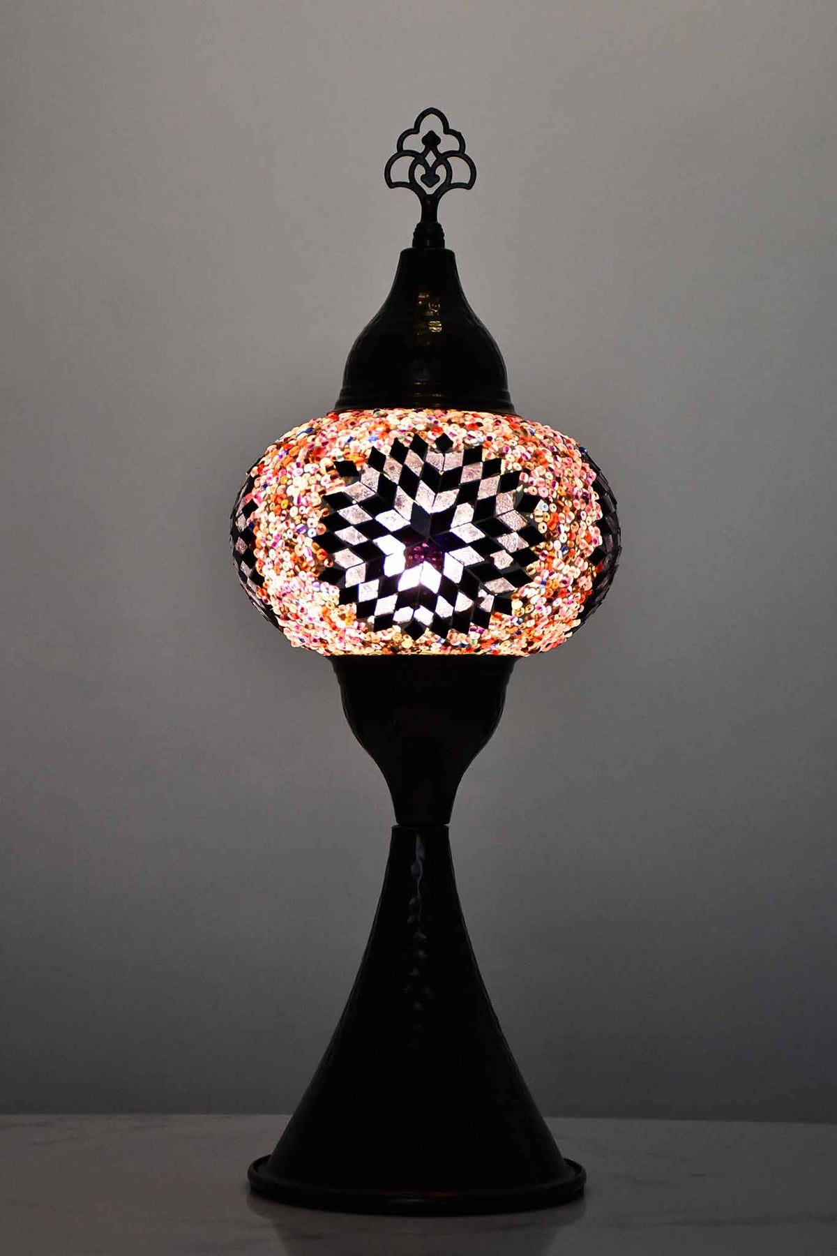 Turkish Mosaic Hammered Table Lamp Star Pink Purple