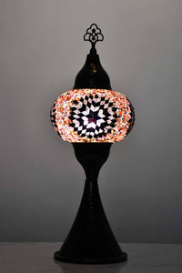 Turkish Mosaic Hammered Table Lamp Star Pink Purple