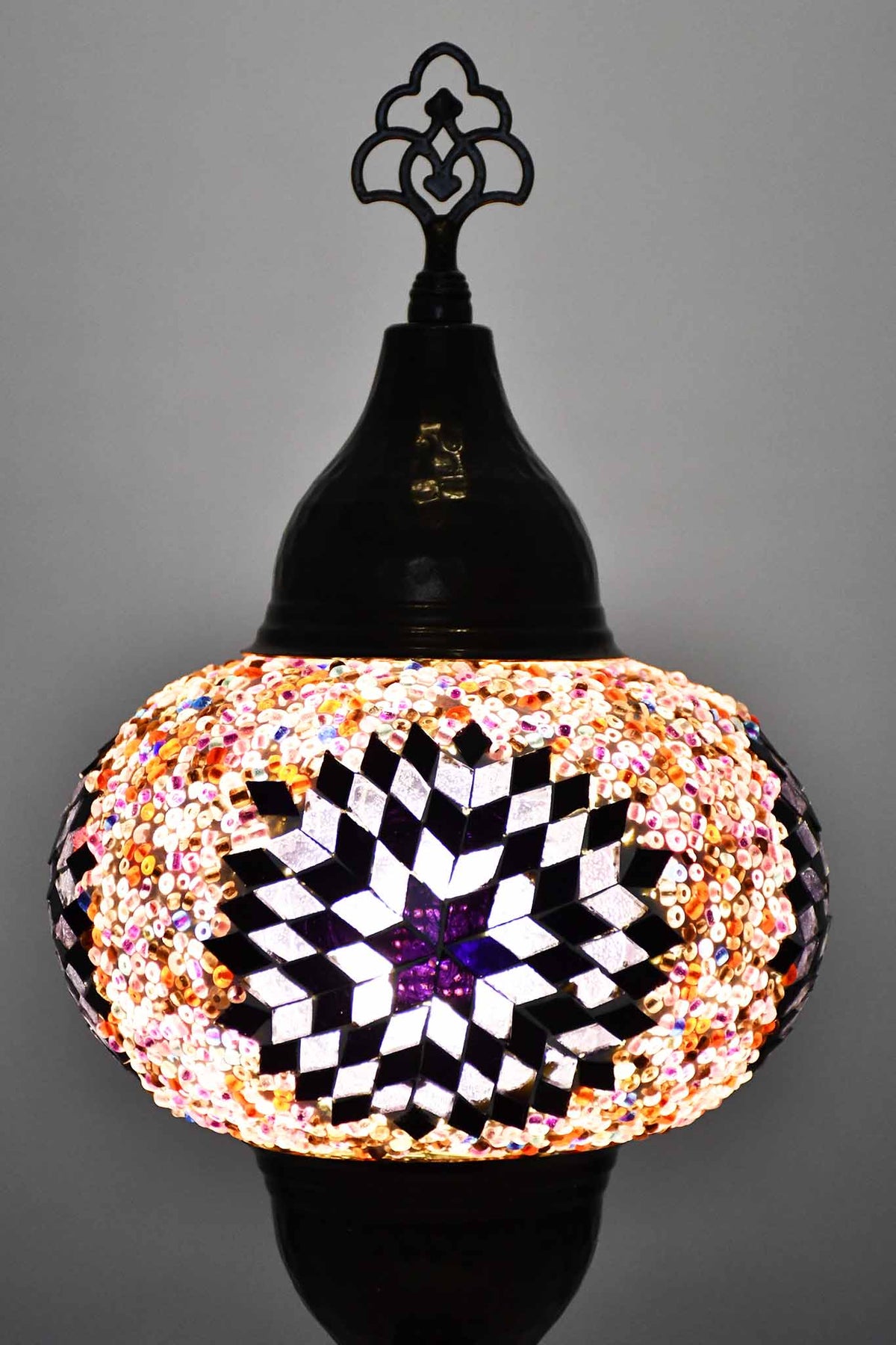 Turkish Mosaic Hammered Table Lamp Star Pink Purple