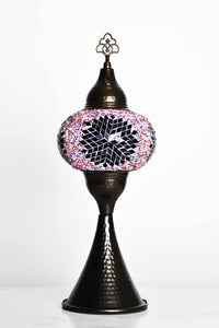 Turkish Mosaic Hammered Table Lamp Star Pink Purple