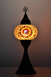 Turkish hammered table lamp round red orange