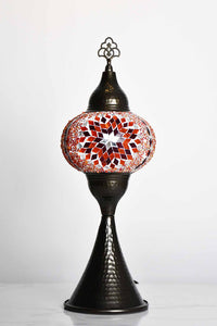 Turkish hammered table lamp round red orange