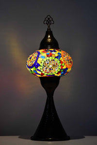 Turkish hammered table lamp colourful multi circle