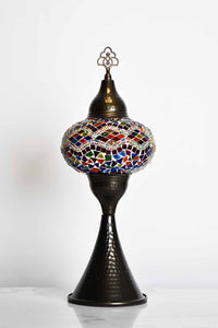 Turkish hammered table lamp colourful kilim