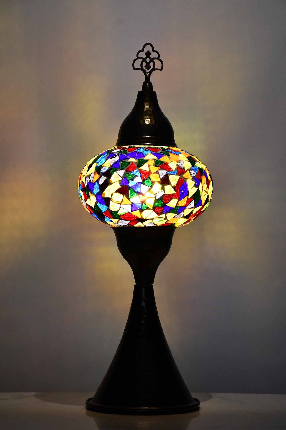 Turkish hammered table lamp colourful 