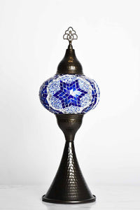 Turkish hammered table lamp blue