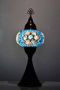 Turkish hammered table lamp turquoise pink