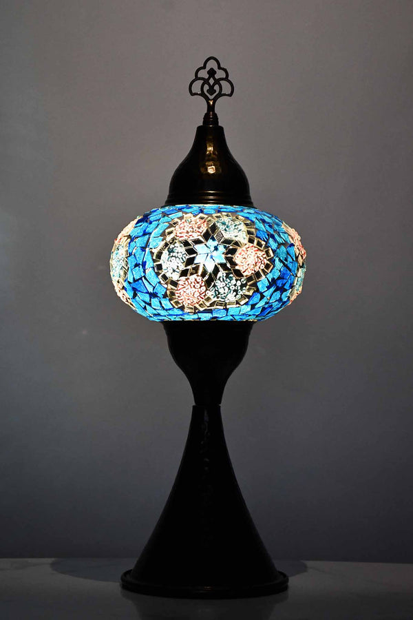 Turkish hammered table lamp turquoise pink