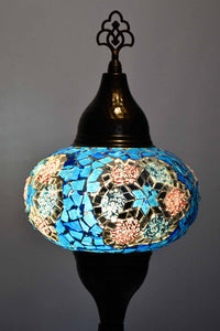 Turkish hammered table lamp turquoise pink