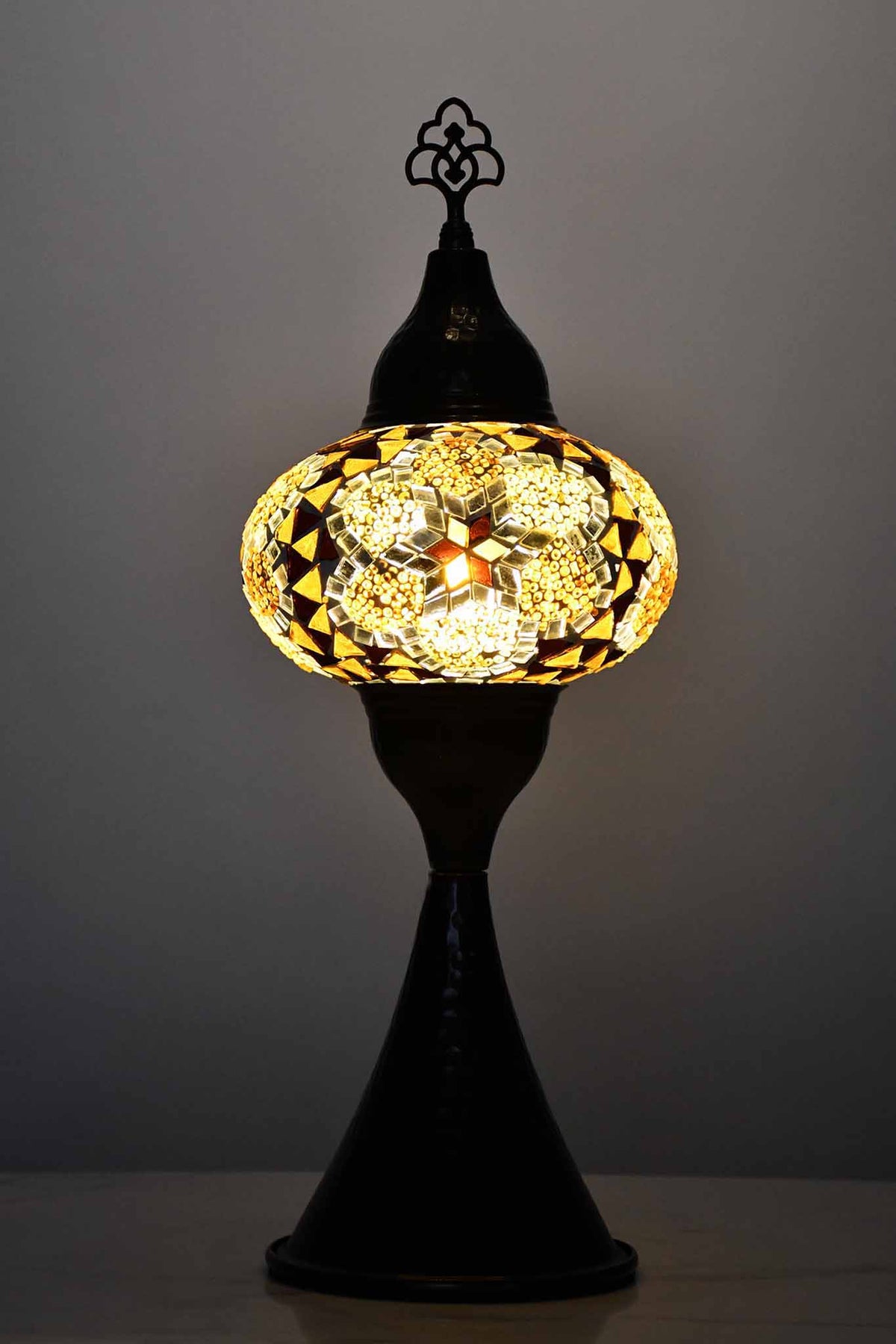 Turkish hammered table lamp brown 