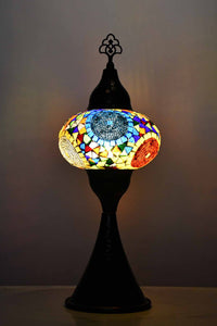 Turkish hammered table lamp colourful circle