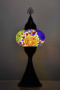 Turkish hammered table lamp colourful circle