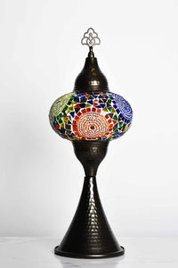 Turkish hammered table lamp colourful circle