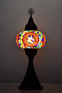 Turkish hammered table lamp colourful circle