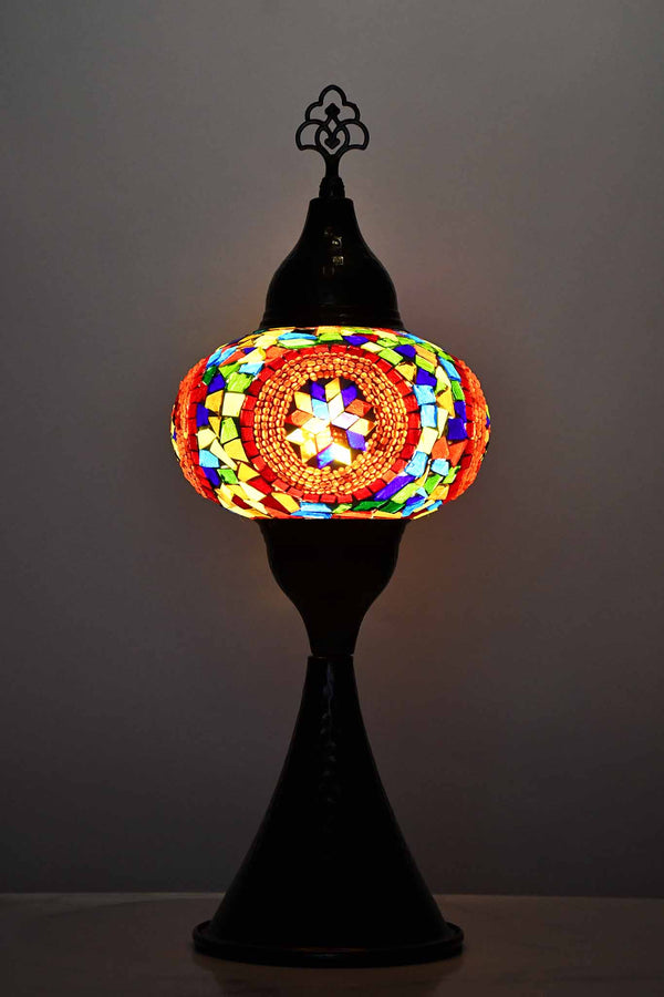 Turkish hammered table lamp colourful circle