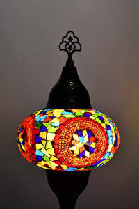 Turkish hammered table lamp colourful circle