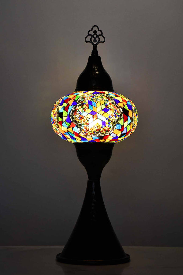 Turkish hammered table lamp colourful star