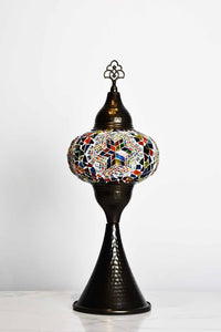 Turkish hammered table lamp colourful star