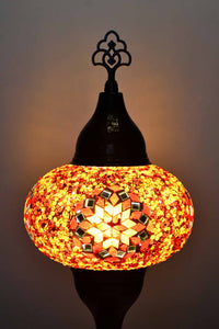 Turkish hammered table lamp red orange star