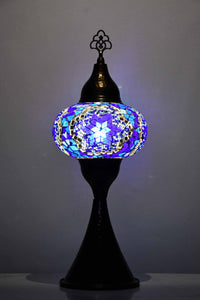 Turkish hammered table lamp blue mosaic star