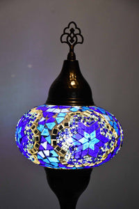 Turkish hammered table lamp blue mosaic star