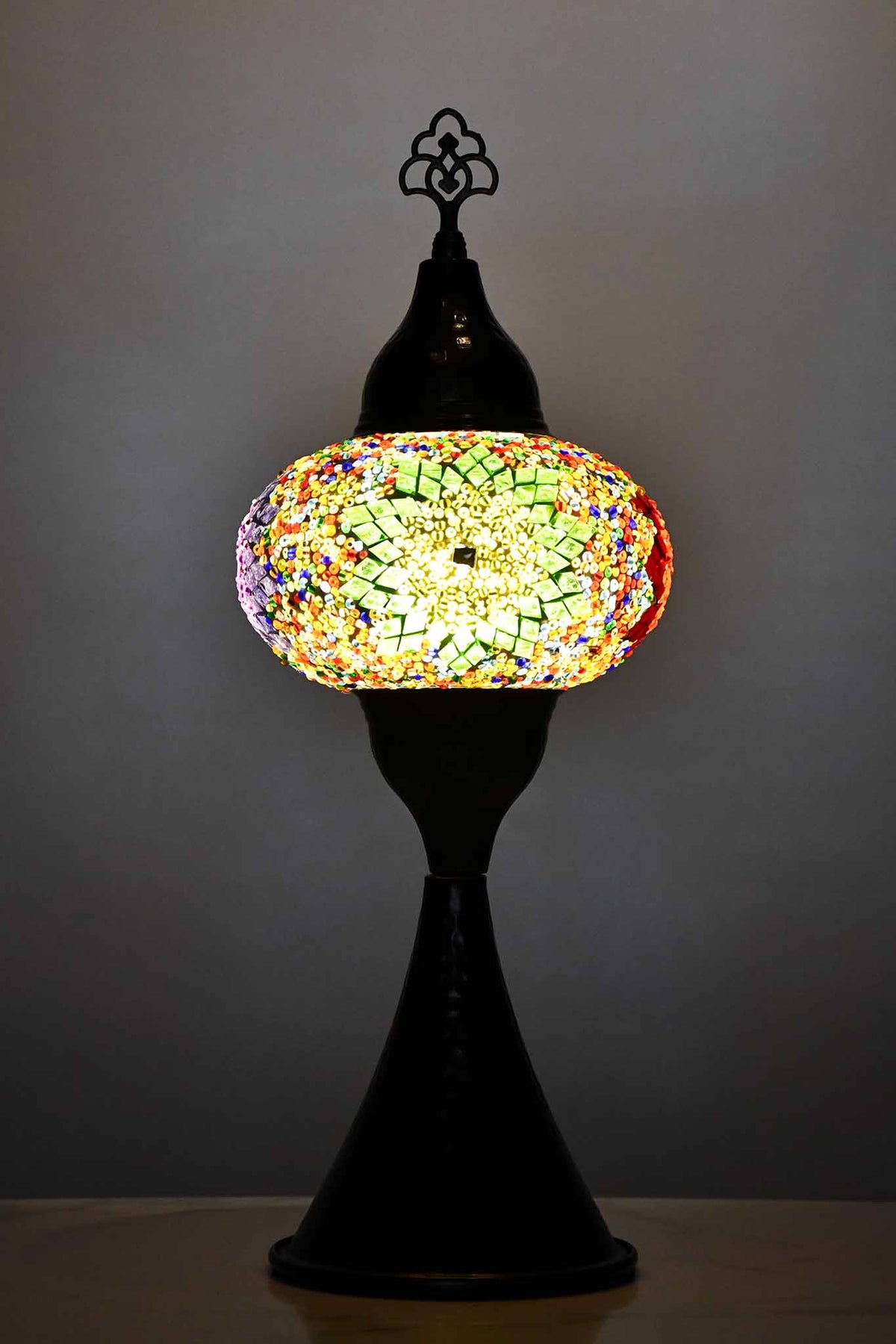 Turkish hammered table lamp colourful bead star