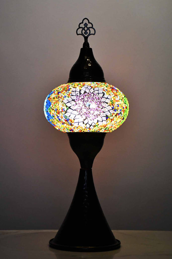 Turkish hammered table lamp colourful bead star