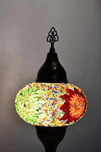 Turkish hammered table lamp colourful bead star