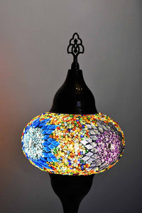 Turkish hammered table lamp colourful bead star