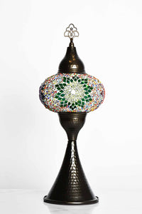 Turkish hammered table lamp colourful bead star