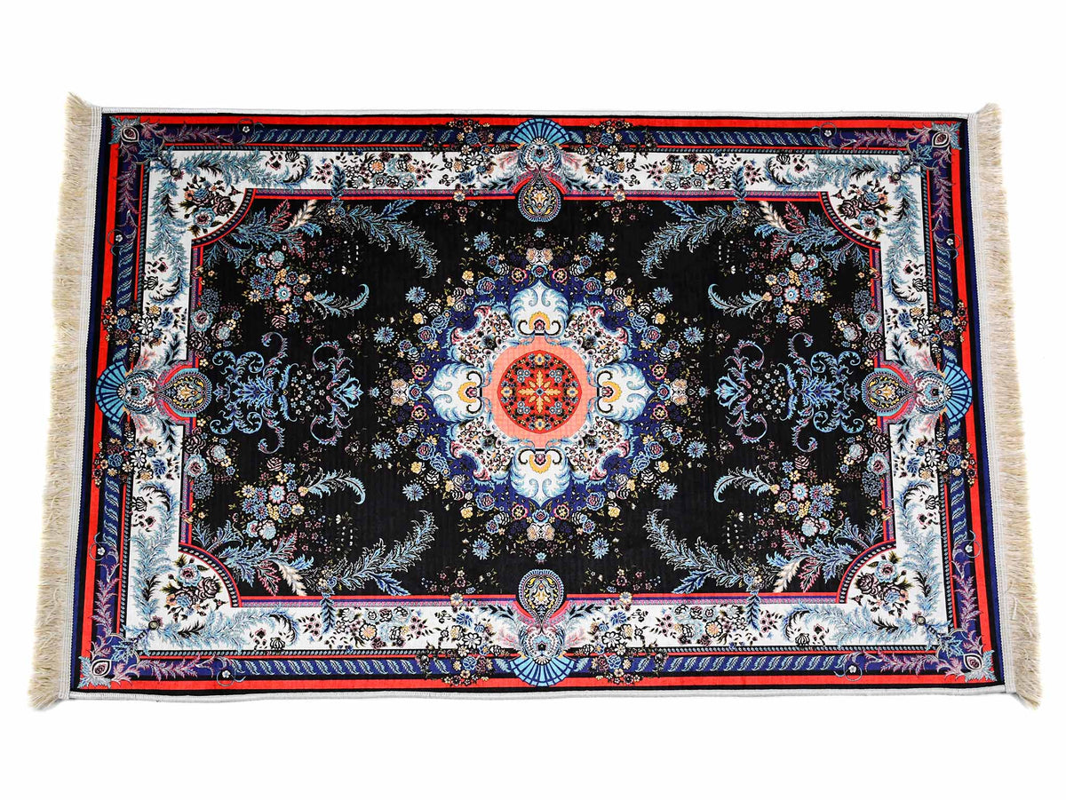 Turkish prayer rug flower black