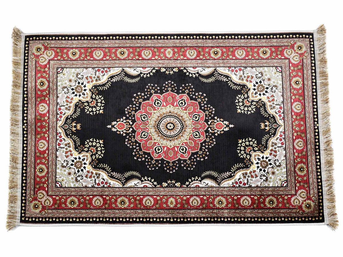 Turkish prayer rug black maroon