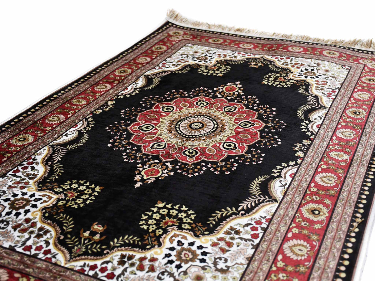 Turkish prayer rug black maroon