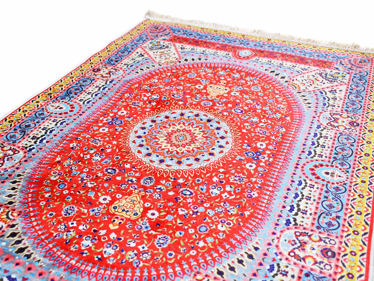 Turkish prayer rug red yellow