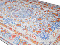 Turkish prayer rug orange blue grey