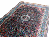 Turkish prayer rug colourful flower black