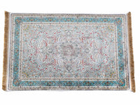 Turkish prayer rug colourful flower beige