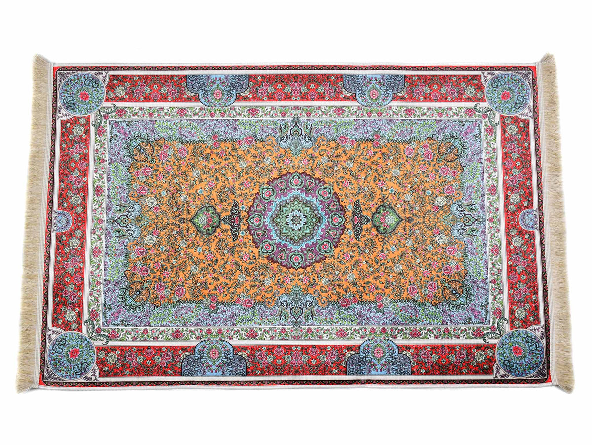 Turkish prayer rug red blue yellow